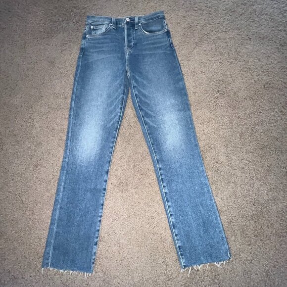 FRANK & EILEEN CORK EVERYDAY High Rise Raw Hem Blue Jeans - BRAND NEW - Size 25 - Picture 1 of 12